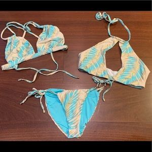 Beach Bunny swimwear. 3 pieces - 2 tops and 1 matching bottoms. Size Small.